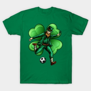 Leprechaun Soccer Lucky Irish Clover St Patricks Day T-Shirt